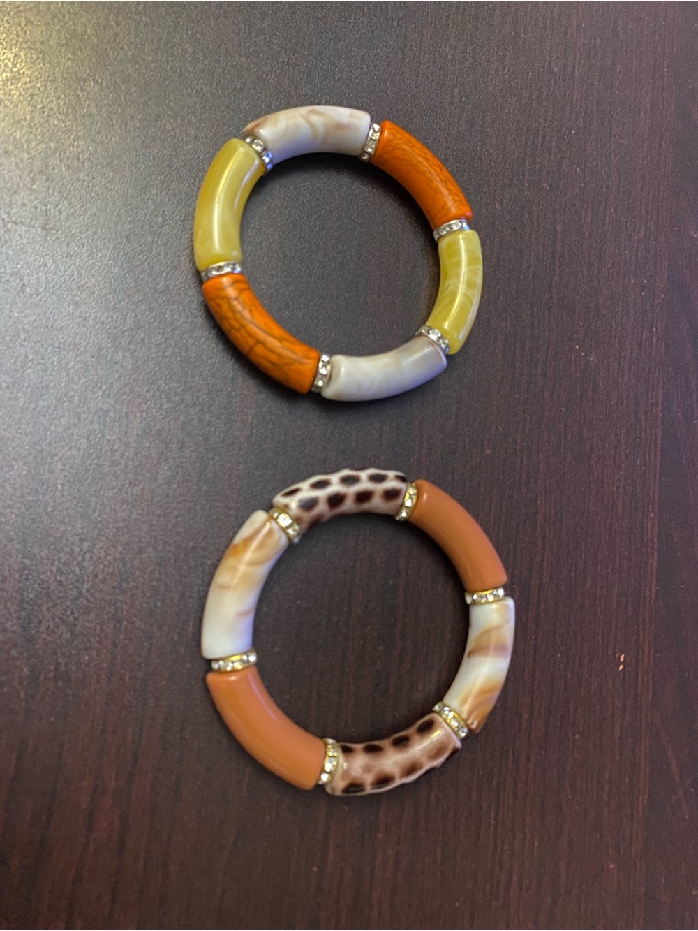 Handmade bracelet Bangle Set - Orange, Yellow, Cream - Picture 5 of 8
